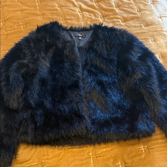Lulus Fur Black Jacket- Sz M NWOT - Picture 6 of 8